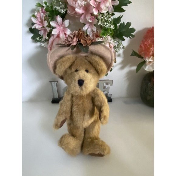Vtg Boyd’s Bear Teddy Bears w Flowered Hat Floral Posable Farmhouse Cottagecore - Picture 14 of 16